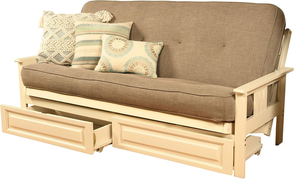 Kodiak Furniture Monterey Futon Set with Storage Drawers, with Antique White ...