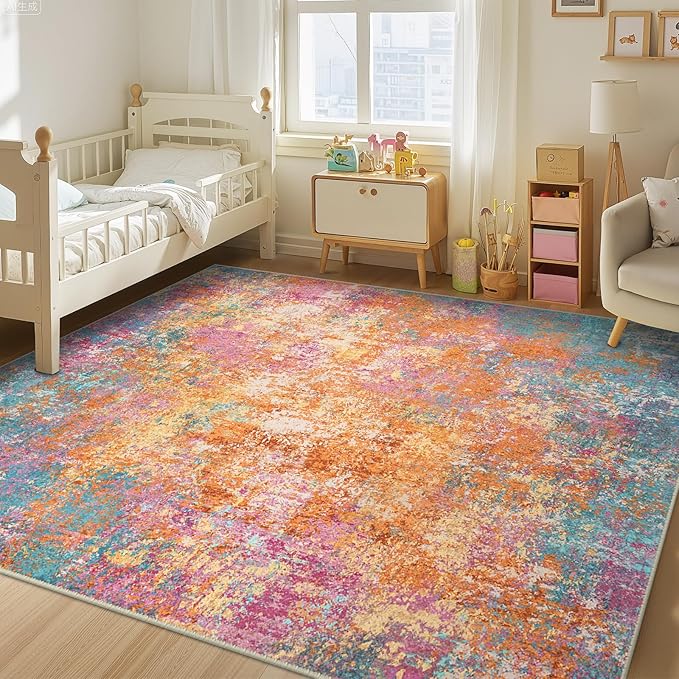 Washable Area Rugs 8'x10' Non-Slip Modern Abstract Soft - Image 2
