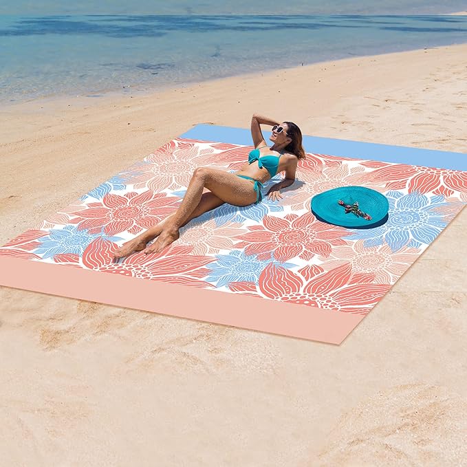 HIHOHO Beach Blanket Waterproof Sandproof Extra Large Beach Mat 79" X - Image 5
