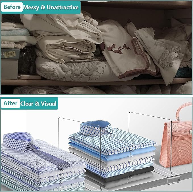 10 PCS Shelf Dividers for Closet Organization Acrylic Clear Closet Shelf - Image 4