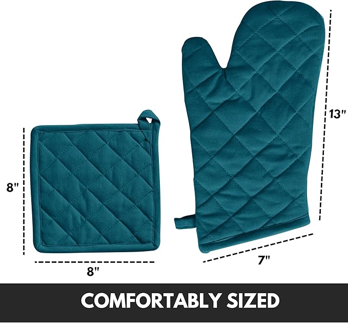 Oven Mitt & Pot Holder 100% Cotton Heat Resistant Kitchen Oven Mitt & Pot Holder - Image 3