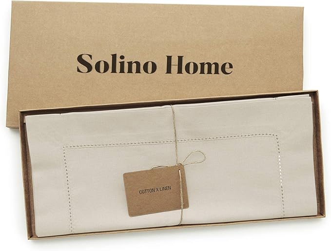 Solino Home Linen Table Runner 90 Inches Long - Cotton Linen Hemstitch Table ...