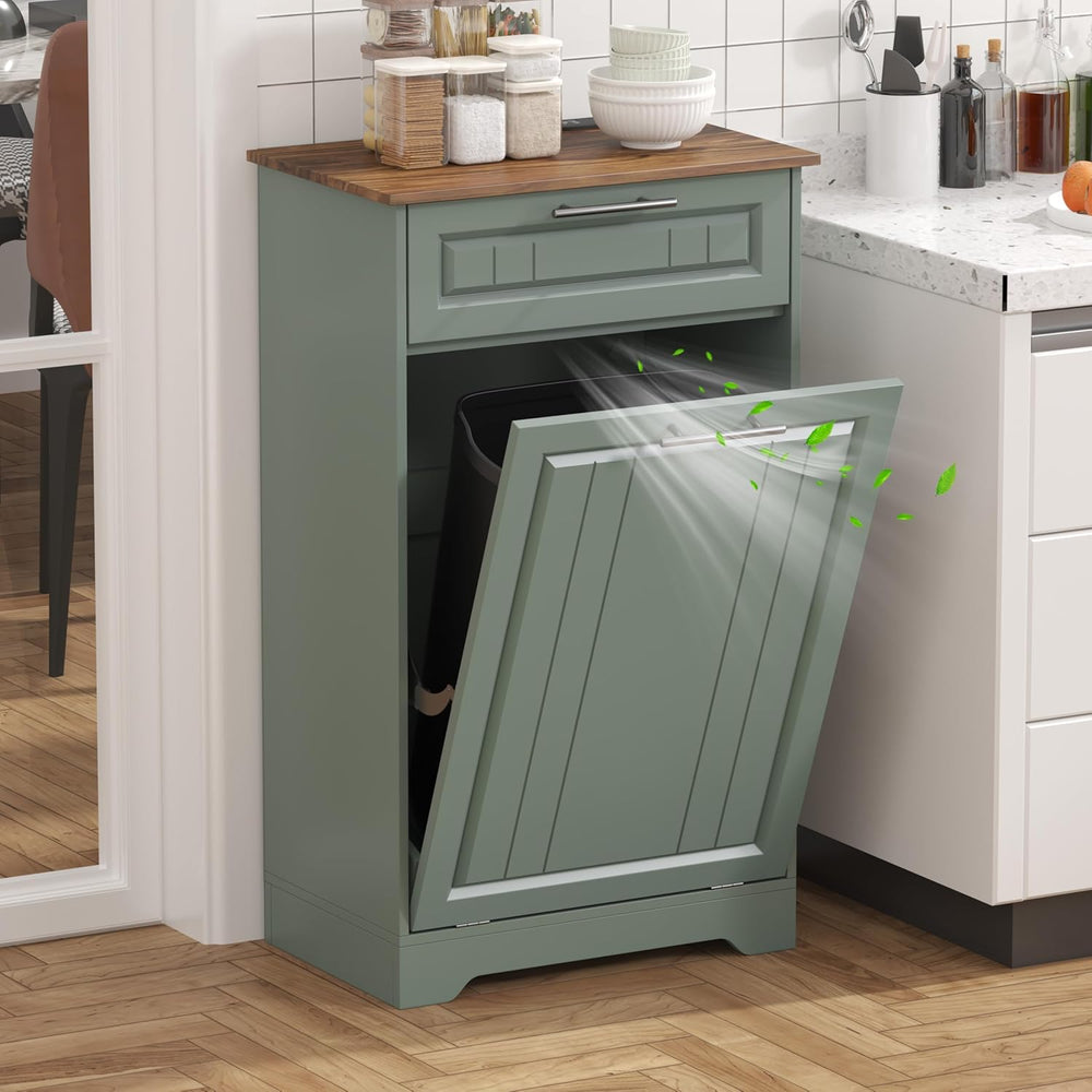 Single 10 Gallon Tilt Out Trash Can Cabinet