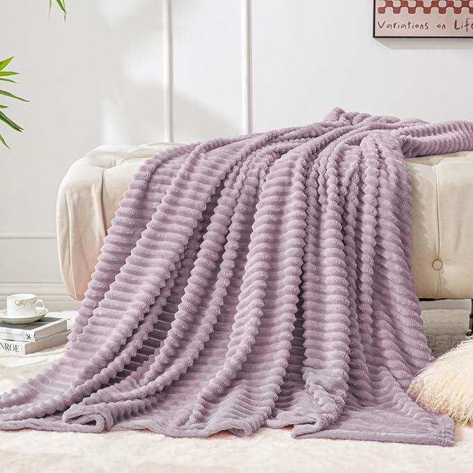 BEDELITE Fleece Throw Blanket for Couch – 3D Ribbed Jacquard Soft and Warm - Image 7