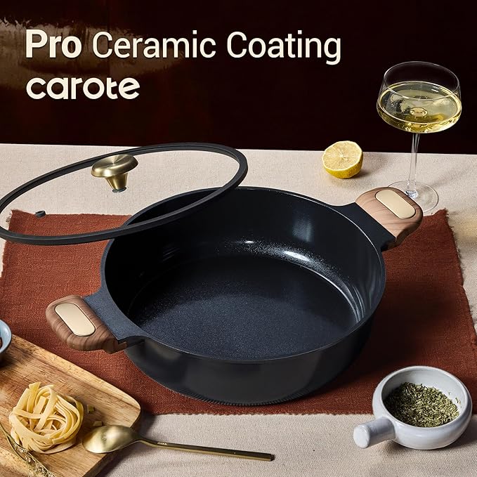 CAROTE 4.5Quart Stock Pot with Lid, Non Toxic Ceramic Soup Pot, Nonstick - Image 3