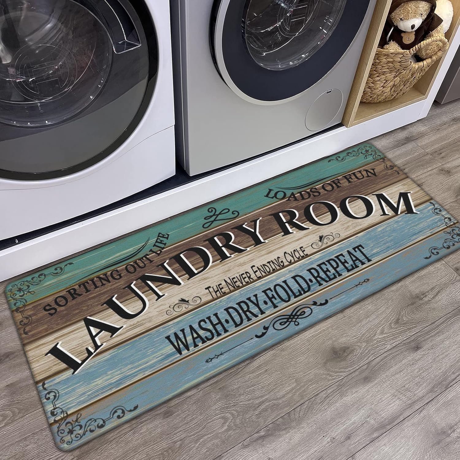 Non Slip Laundry Room Rug - Farmhouse Kitchen Floor Mat -Laundry Room Rug- Runner Decor -Washable Floor Carpet for Washroom Mudroom Kitchen Bathroom Hallway-20 x59