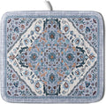 Boho Flower Dish Drying Mat Blue Bohemian Dishes Drainer Rack Mat 16x18 Inch by Giwawa