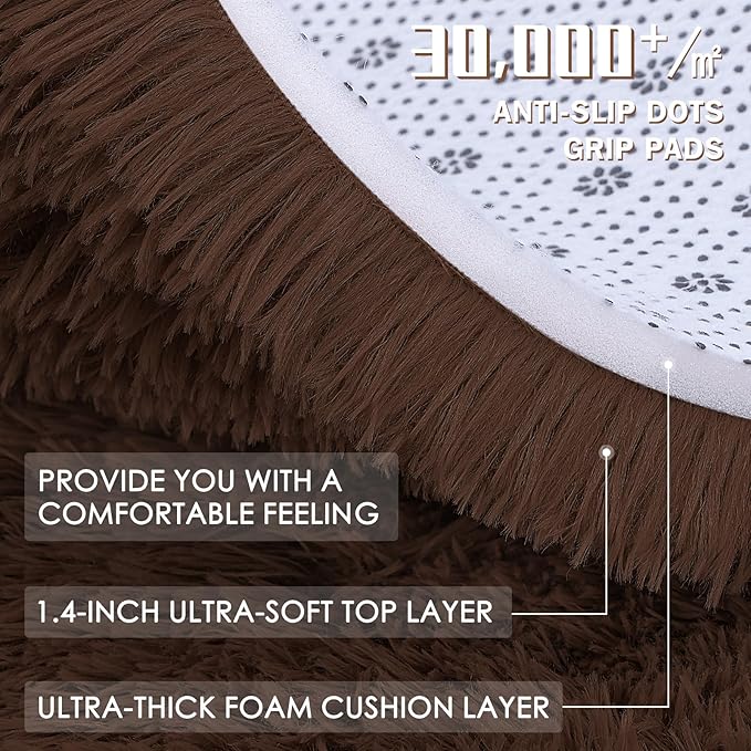 OLANLY 2x3 Machine Washable Small Bedside Rug, Soft Fluffy Shaggy Entryway - Image 8