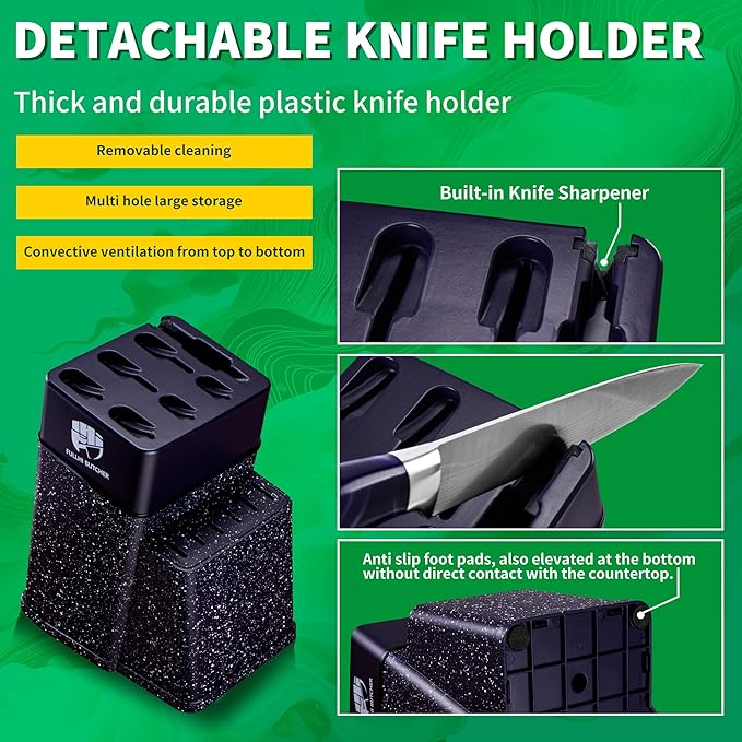 FULLHI 14pcs Block Knife Set, Chef's Knife Steak Knives Set - Image 5