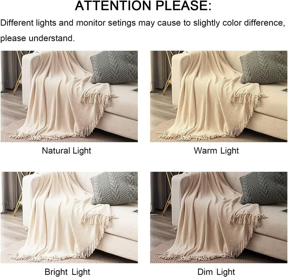 lifein Chenille Throw Blanket 60x80 - Soft Boho Knitted Blanket for Couch Coz...