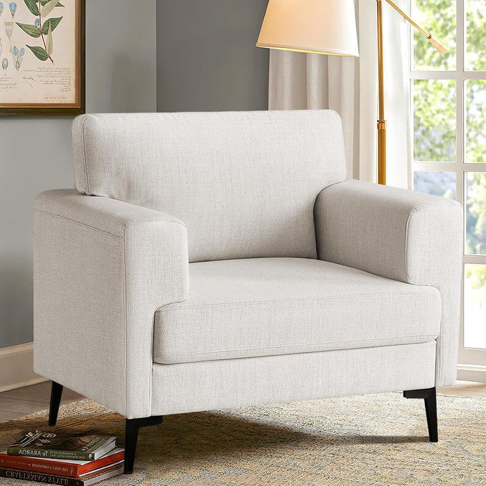 CDCASA Oversized Accent Chair, Linen Mid Century Modern Chair 1PC, Beige