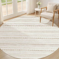 Nakagishi Round Rug Boho Area Rugs: 4x4 Washable Large Circle Neutral Soft by NakagishiAreaRug