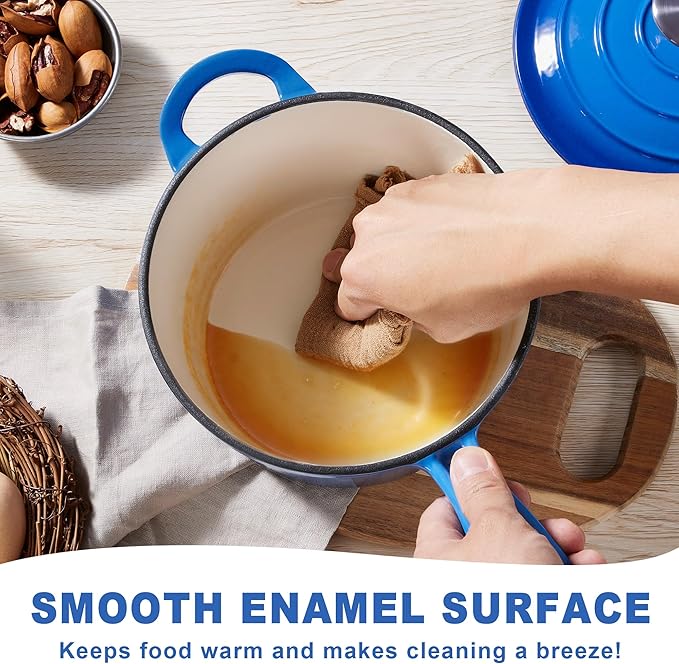 2 Pcs Enameled Sauce Pan with Lid, Leonyo 1 Qt & 2 Qt Cast Iron Saucepan Set - Image 4