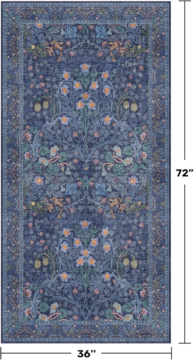 Vintage Dark Blue 3x6 Area Rugs - Image 2