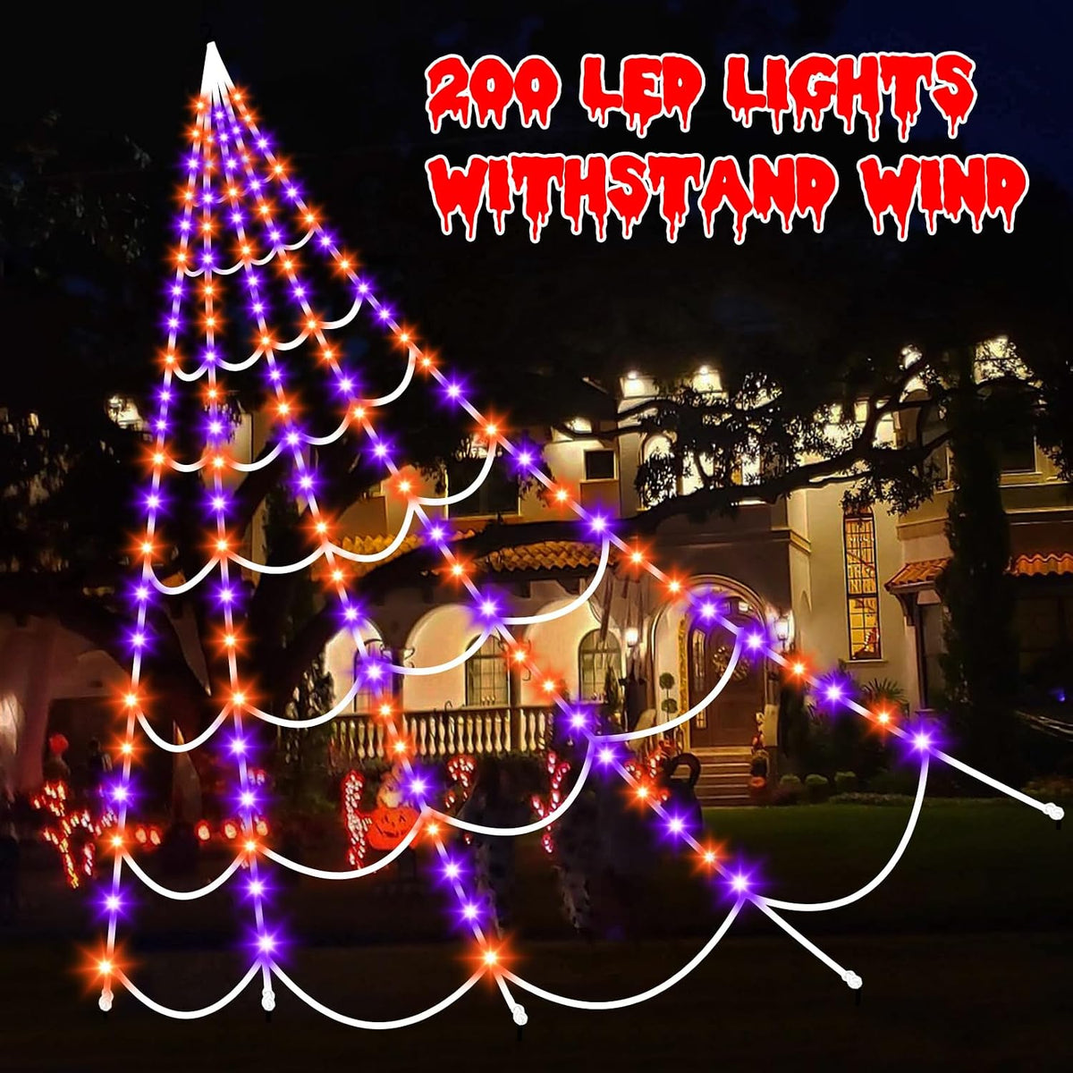 Halloween Decorations Outdoor Spider Web: Giant Light Up Spider Web Decor