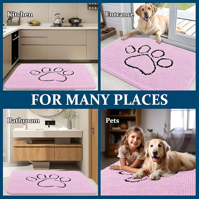 OLANLY Dog Door Mat for Muddy Paws 30x20, Paw Print Design, Absorbs Moisture - Image 8