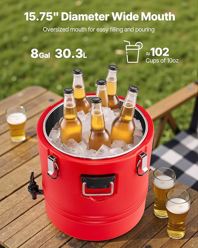 VEVOR Insulated Beverage Dispenser, 8 Gal/30.3L Thermal Hot and Cold Drink