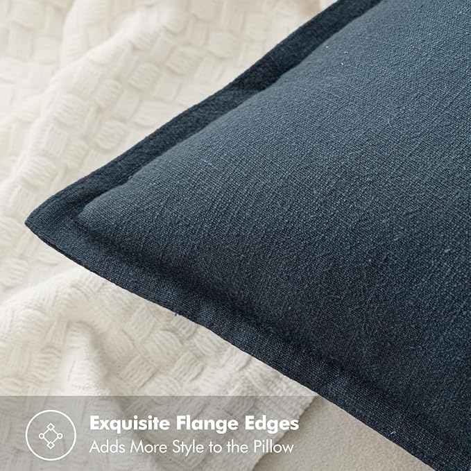 MIULEE Decorative Linen Euro Sham Pillow Covers 26x26 Navy Blue ​Boho - Image 2