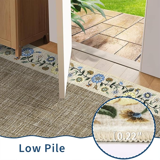 GarveeHome Washable Living Room Rug 9x12 Floral Bordered Area Rugs Soft Thin - Image 5