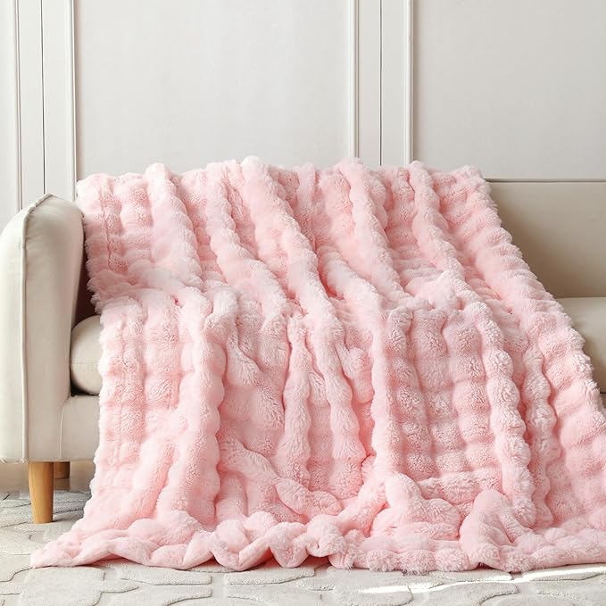 COOVA Faux Fur Throw Blanket for Couch, Cozy Soft and Fuzzy Plush Rabbit Fur - Image 2