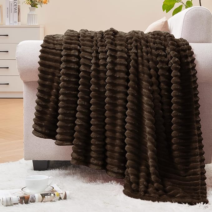 BEDELITE Fleece Blanket Twin Size – 3D Ribbed Jacquard Soft and Warm Decorative by BEDELITE