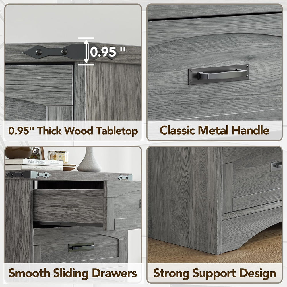 Decofy Farmhouse 4 Drawers Dresser for Bedroom, Gray