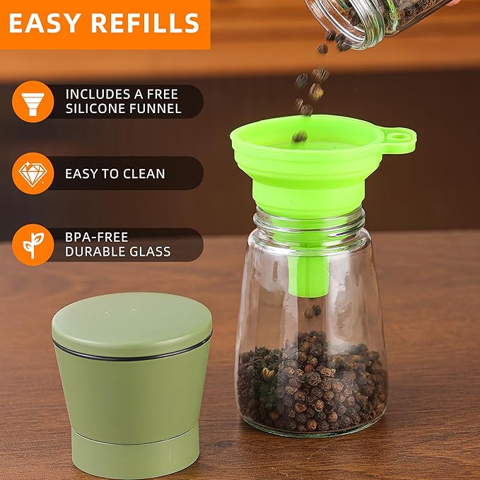 DAVIMADE Premium 2pk Sage Green Salt and Pepper Grinder Set, Manual Grinder - Image 4