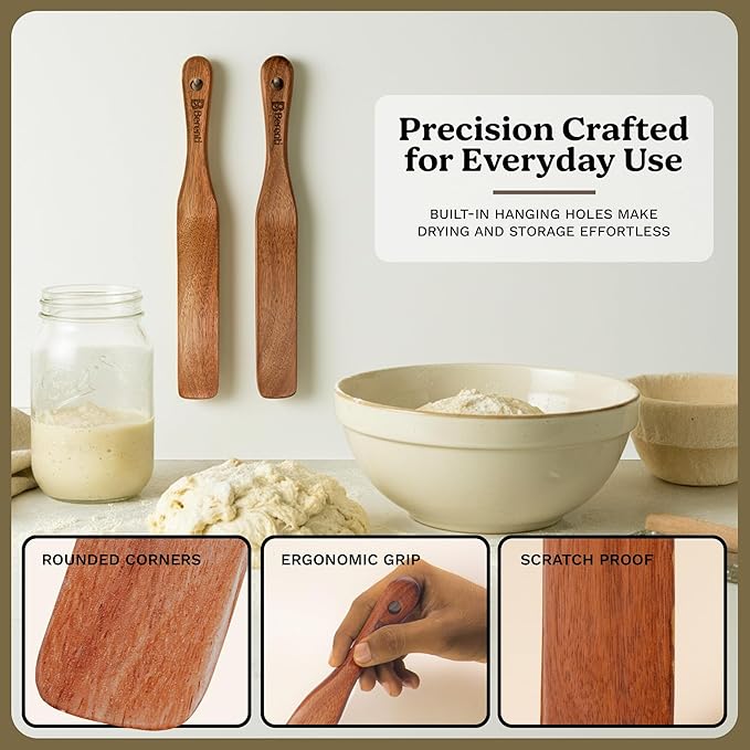 2Pcs Wooden Skinny Spurtle Set for Jars, Premium Natural Acacia Wood Tool for - Image 7