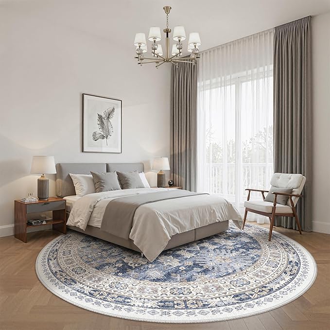 zesthome 8ft Round Rugs for Living Room, Non-Slip Washable Round Area Rugs - Image 8