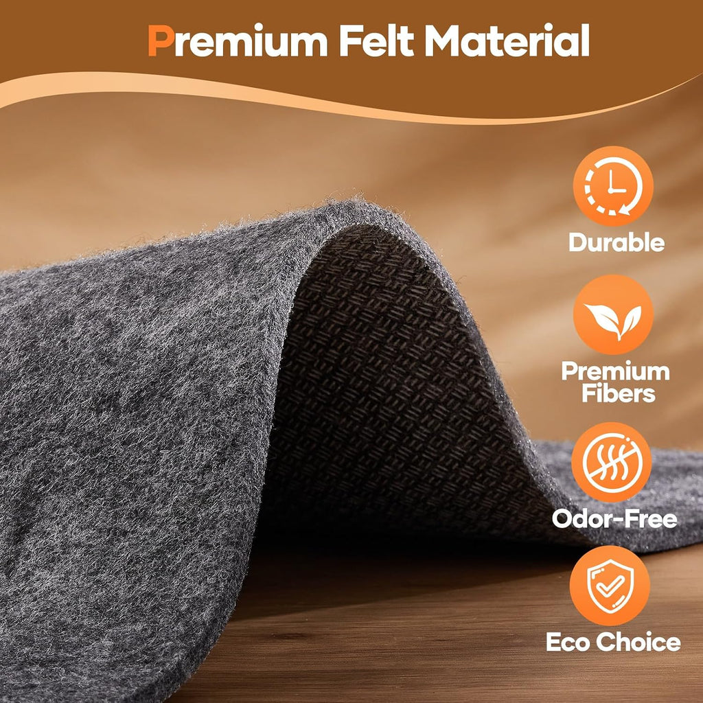 Veken Non Slip Cushioned Rug Pad Gripper, Felt and Silicone Backing, 3 x 8 Ft, 1/4" Thick Runner Carpet Liner Protector Mat for Area Rugs and Hardwood Floors, Keep Rugs Safe and in Place
