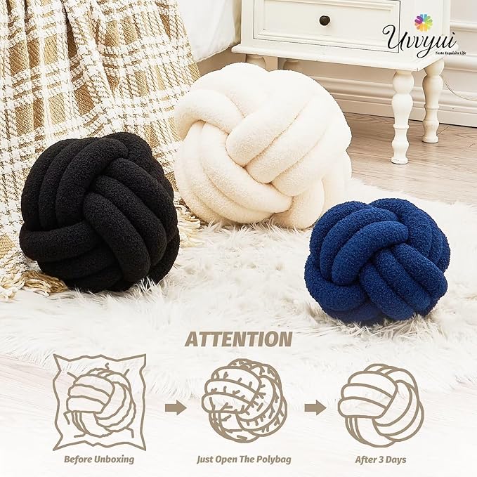 Uvvyui Knot Pillow Ball, Soft Home Decorative Round Throw Pillow, Handmade - Image 4