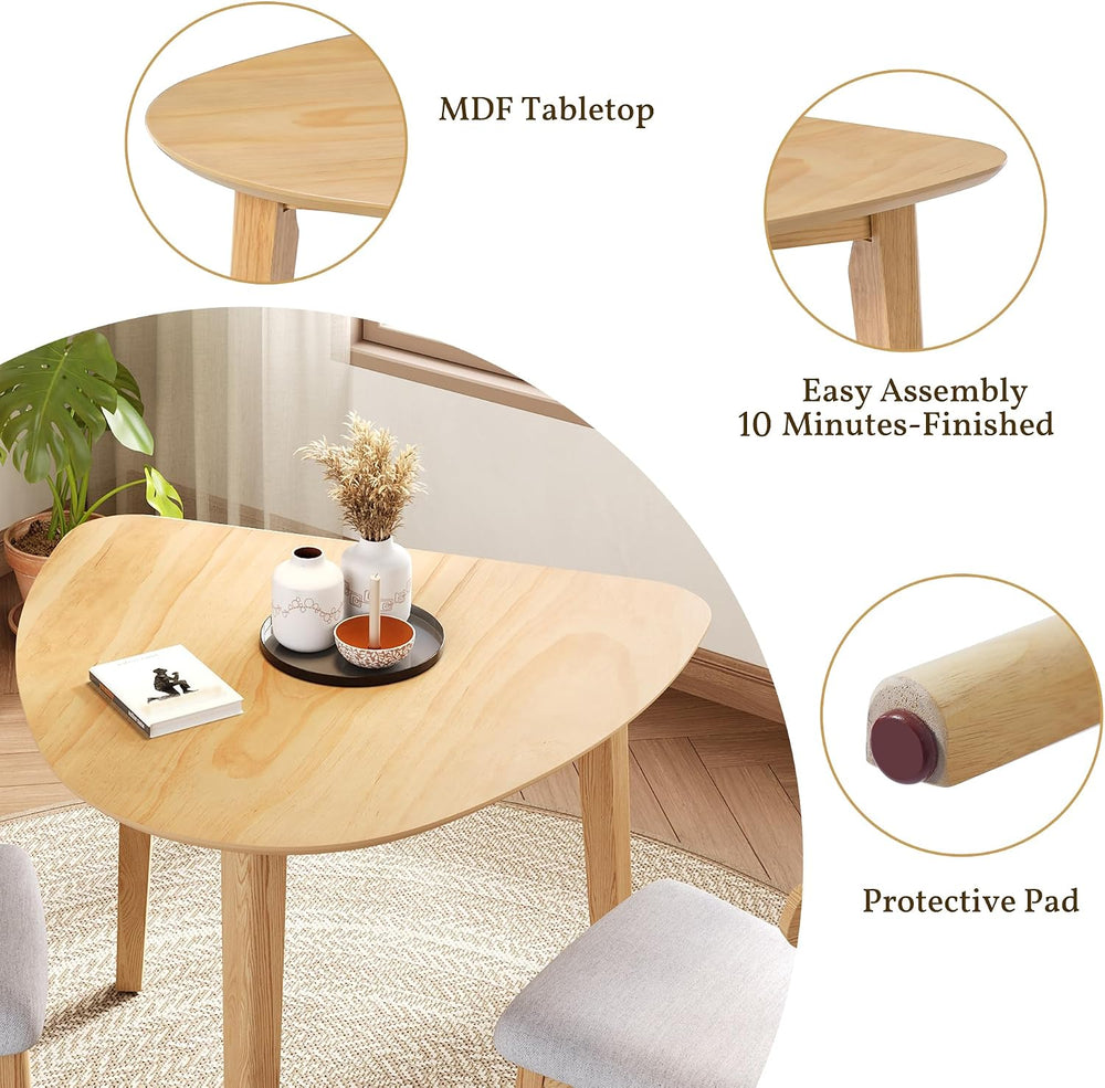 P PURLOVE Modern 3 Piece Table Set, Wood Triangular Table (Natural)