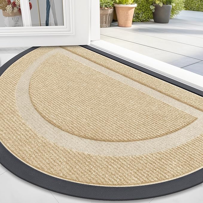 OLANLY Half Circle Door Mat Indoor Outdoor Entrance Welcome, Waterproof by OLANLY