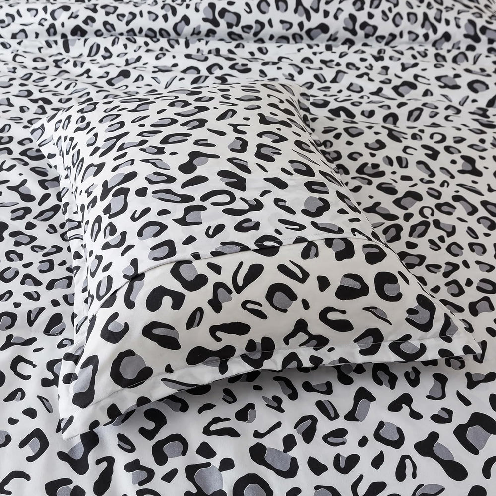 Caressma White Cheetah Comforter Set Full Size 3 Pieces Bedding