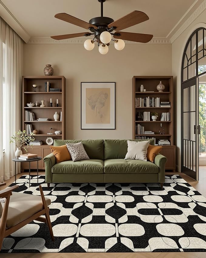 Latte&Fog 6x9 Area Rugs for Living Room Bedroom, Boho Non Slip Low Pile Carpet - Image 5
