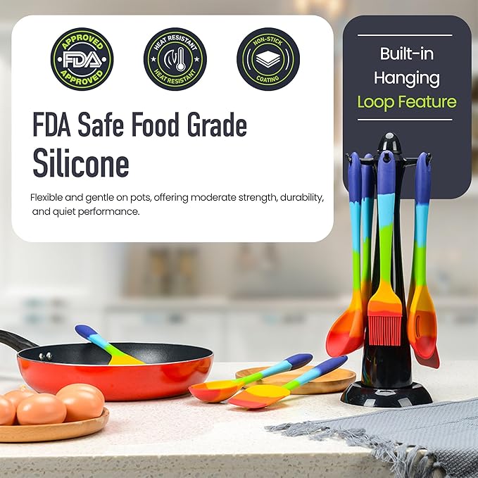 9-Piece Rainbow Silicone Spatula Set - Image 7