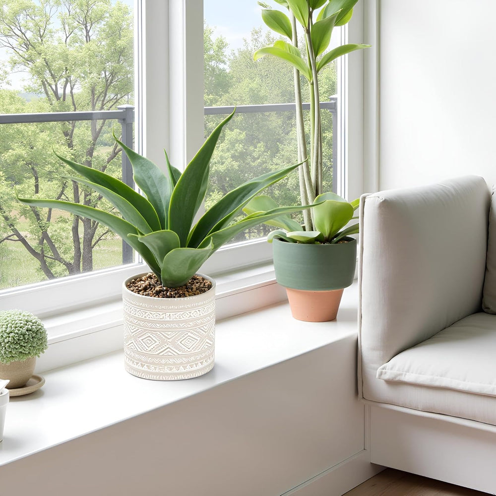 Artificial Potted Plants, 13.8" Artificial Succulent Fake Aloe, Large Fa...