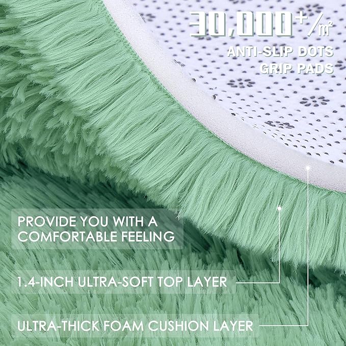 OLANLY Mint Green Round Rugs for Bedroom - Image 7