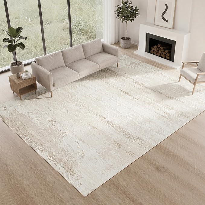 Washable Rugs 8x10 Area Rugs for Living Room- Modern Abstract Rugs for Bedroom by Lbris