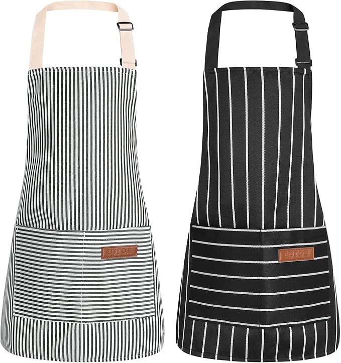 2 Pack Stripes Kids Apron, Kids Cooking Aprons by XLSXEXCL
