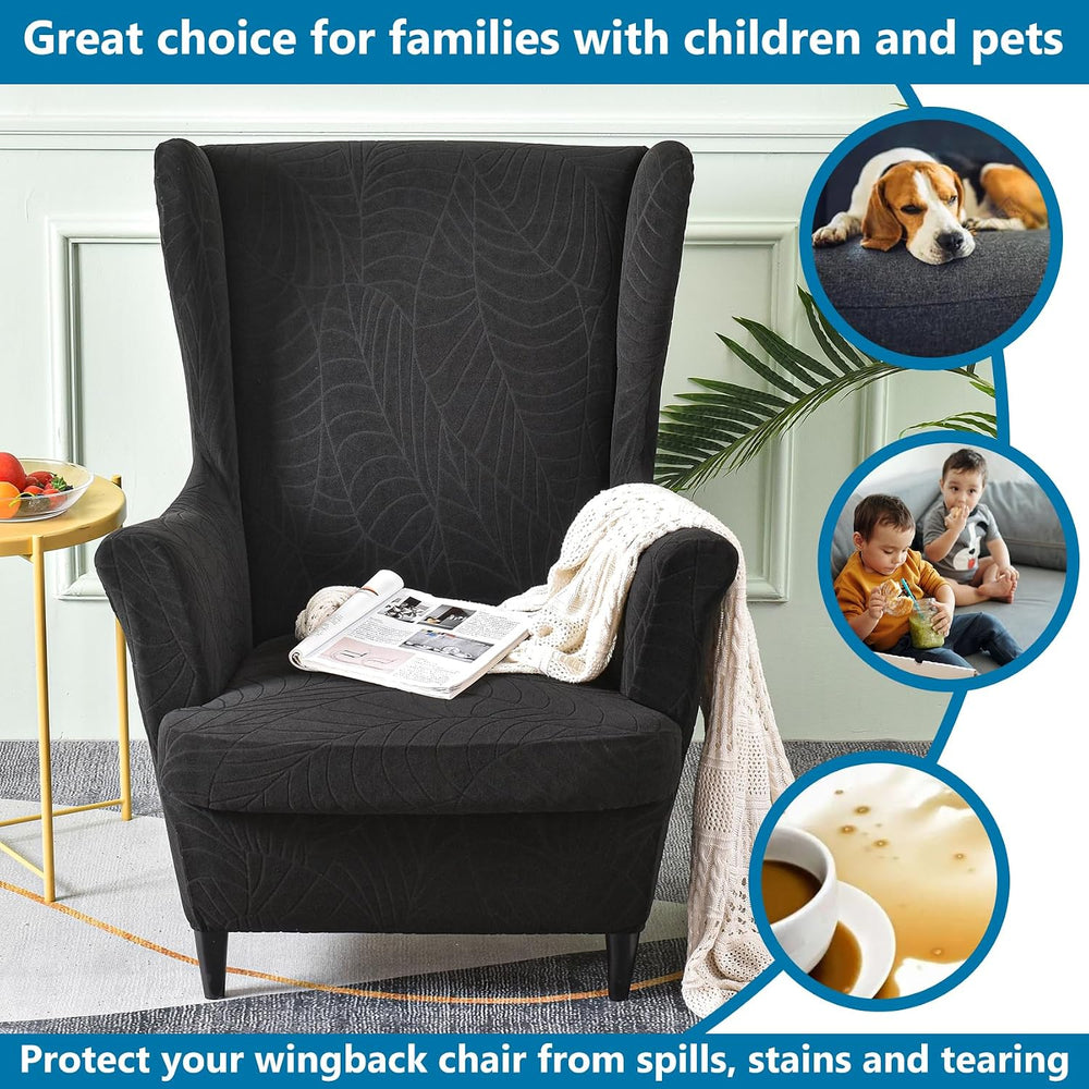 HZDHCLH Waterproof Wingback Chair Slipcovers 2 Piece,Stretch Spandex Wing Cha...
