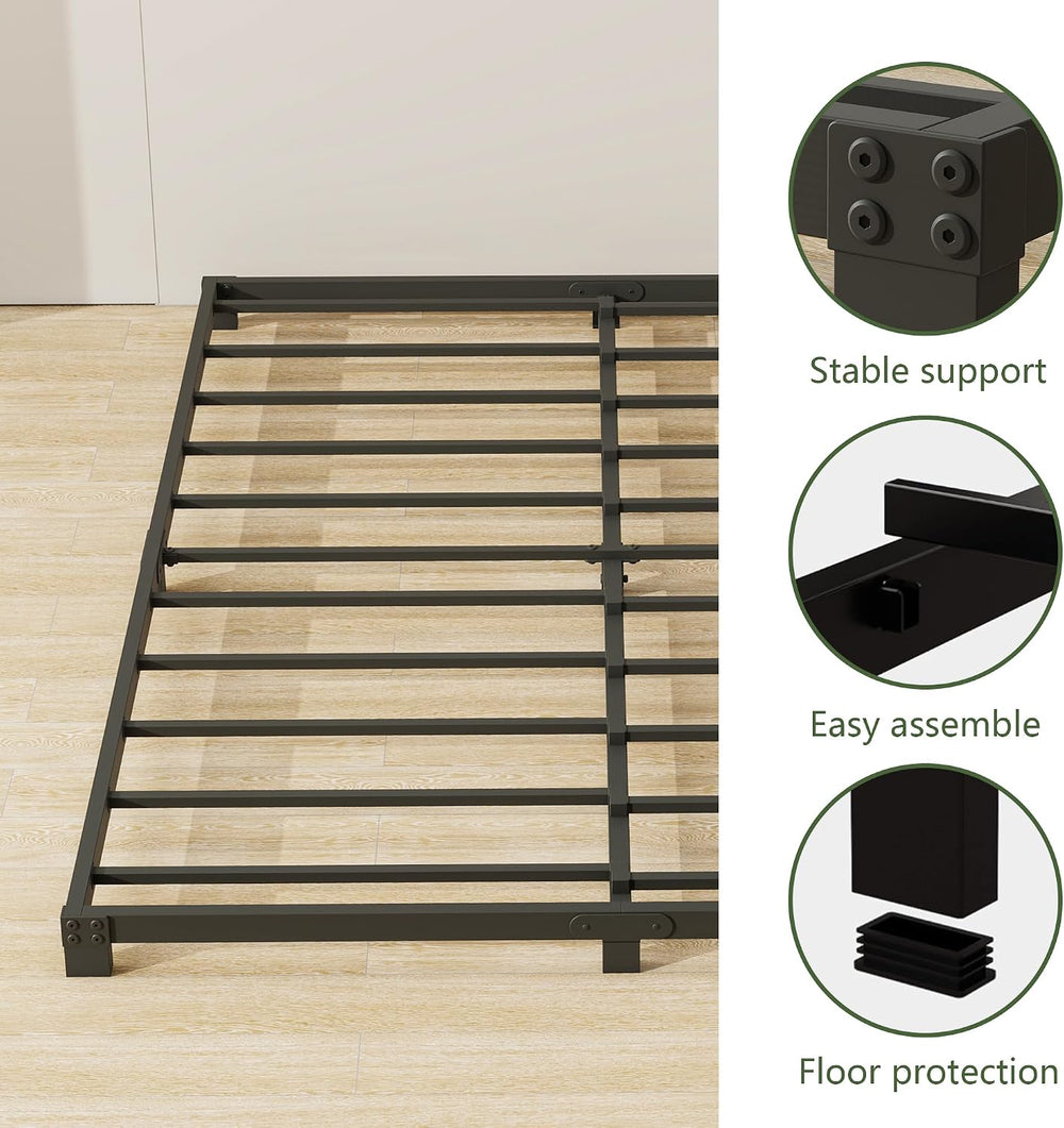 3 Inch Bed Frame Full Size Low Profile, Full Heavy Duty Platform Bed Frame No...