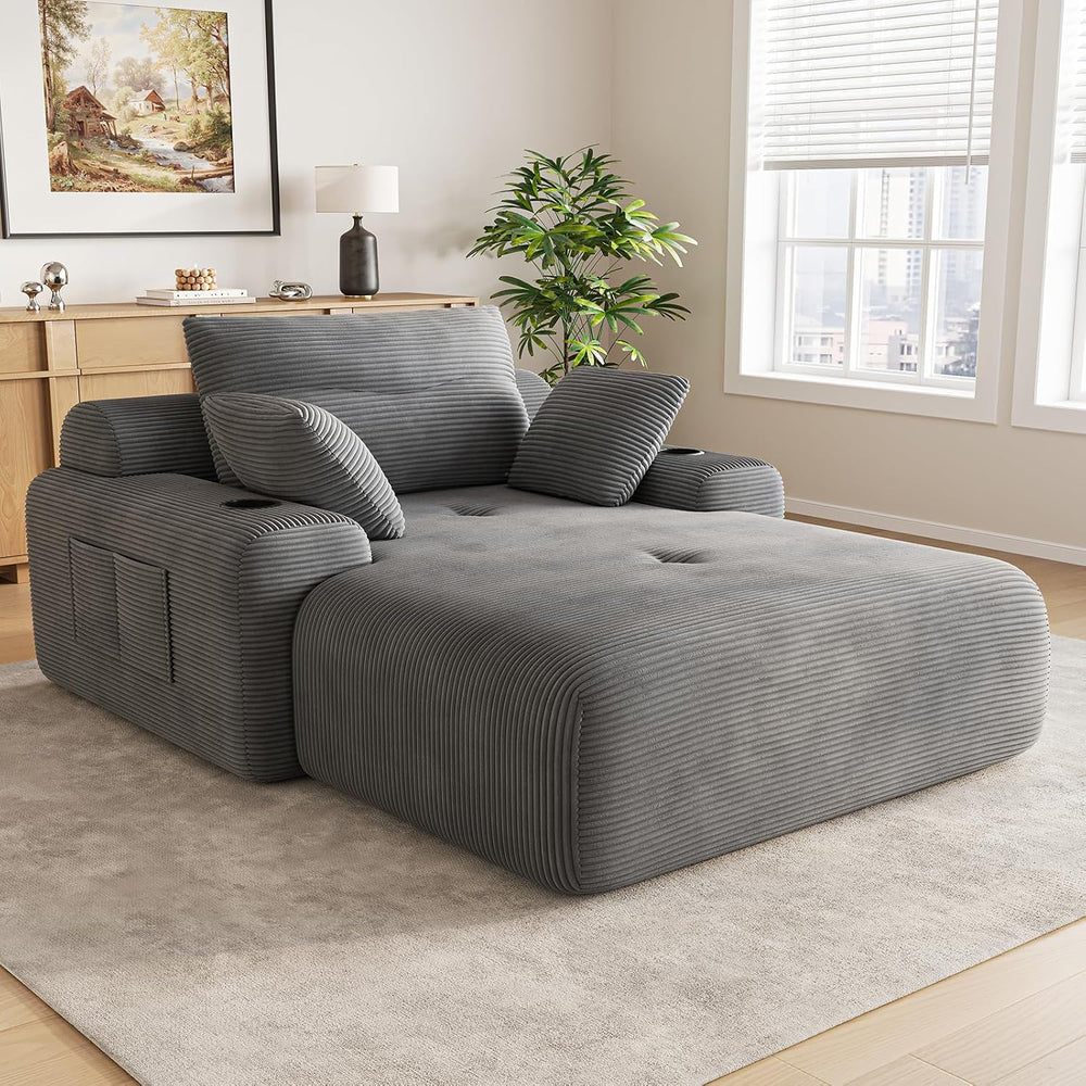69” Boneless Chaise Lounge Chair Indoor, Oversized Chaise Lounge Reading Chai...
