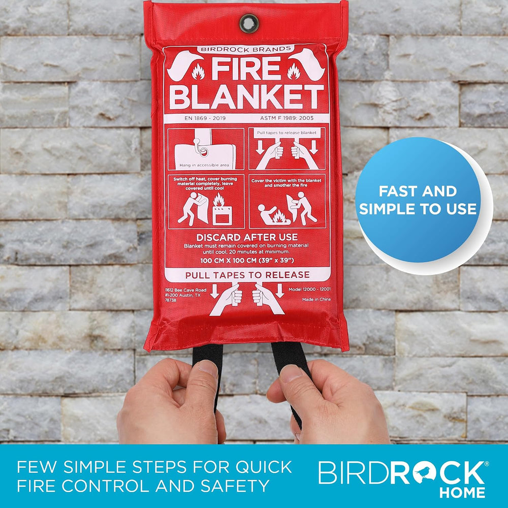 BIRDROCK HOME Fire Blanket for Home and Kitchen | Emergency Supplies for Smal...