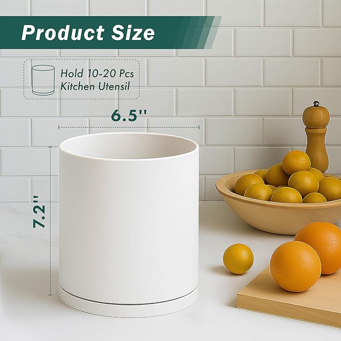 D'vine Dev 360° Rotating Utensil Holder – 7.2" Kitchen Utensil Crock - Image 2