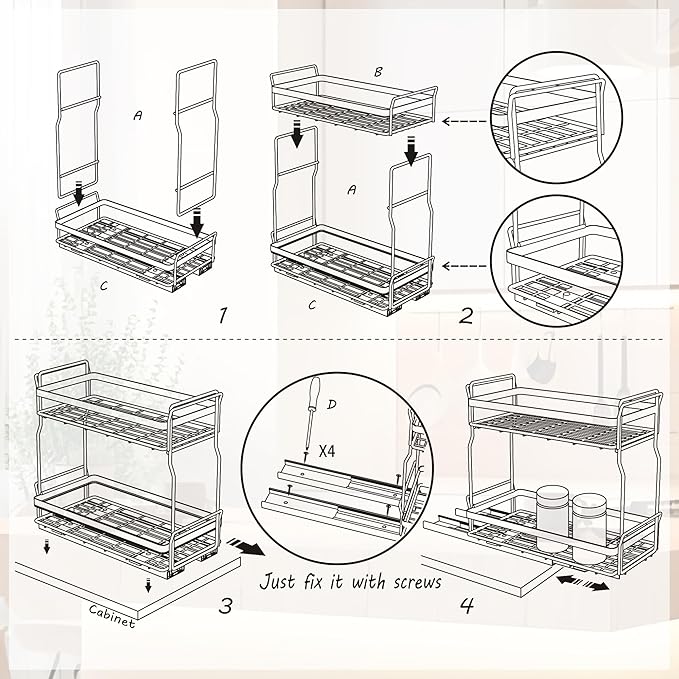 Pull Out Spice Rack Organizer for Inside Kitchen Cabinets, Heavy Duty Slide Out - Image 7