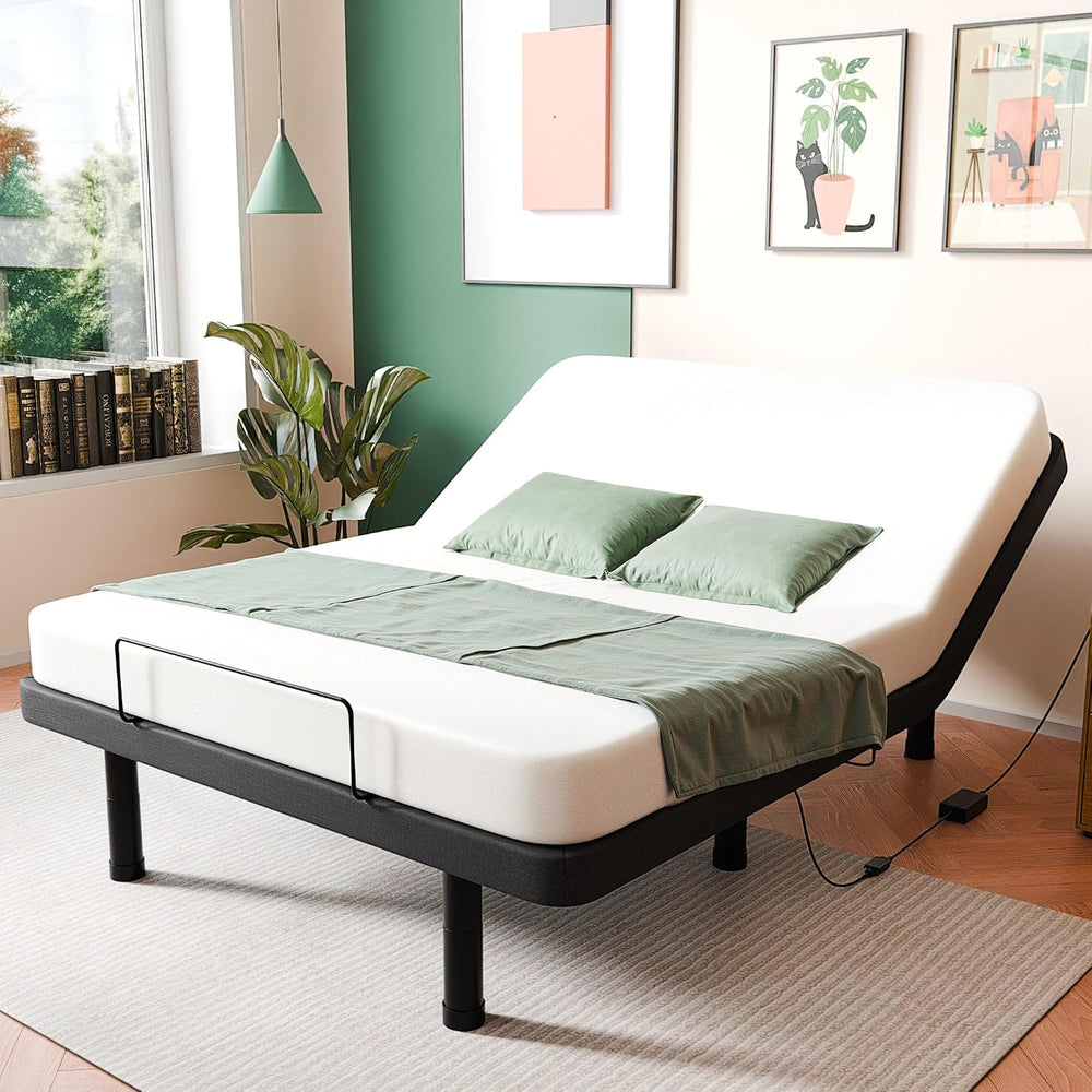 SunsGrove Full Adjustable Bed Frame, Wired Remote Control, Independent Head a...