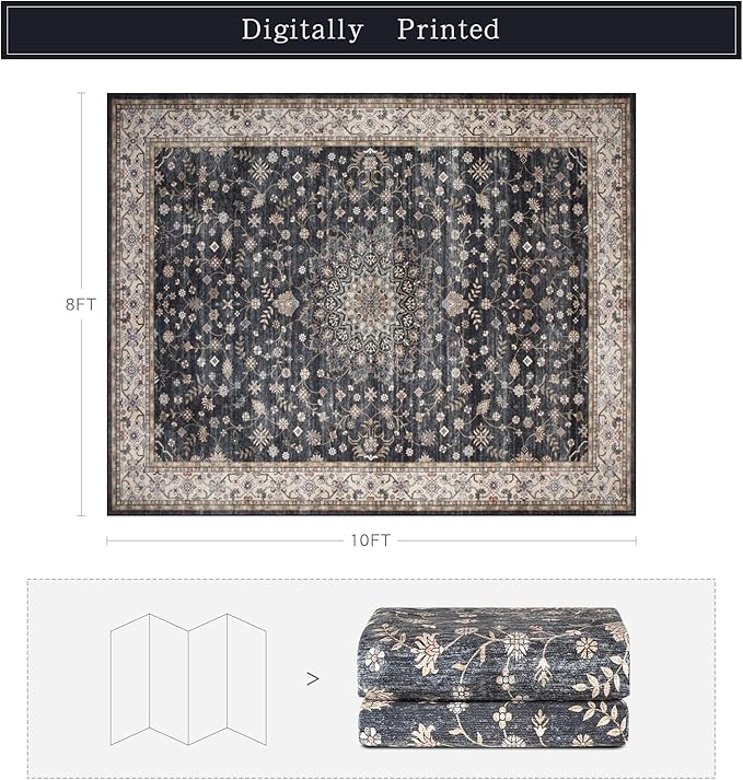 Washable Rugs 8x10 Area Rugs for Living Room, Rugs for Bedroom, Large Carpets - Image 2