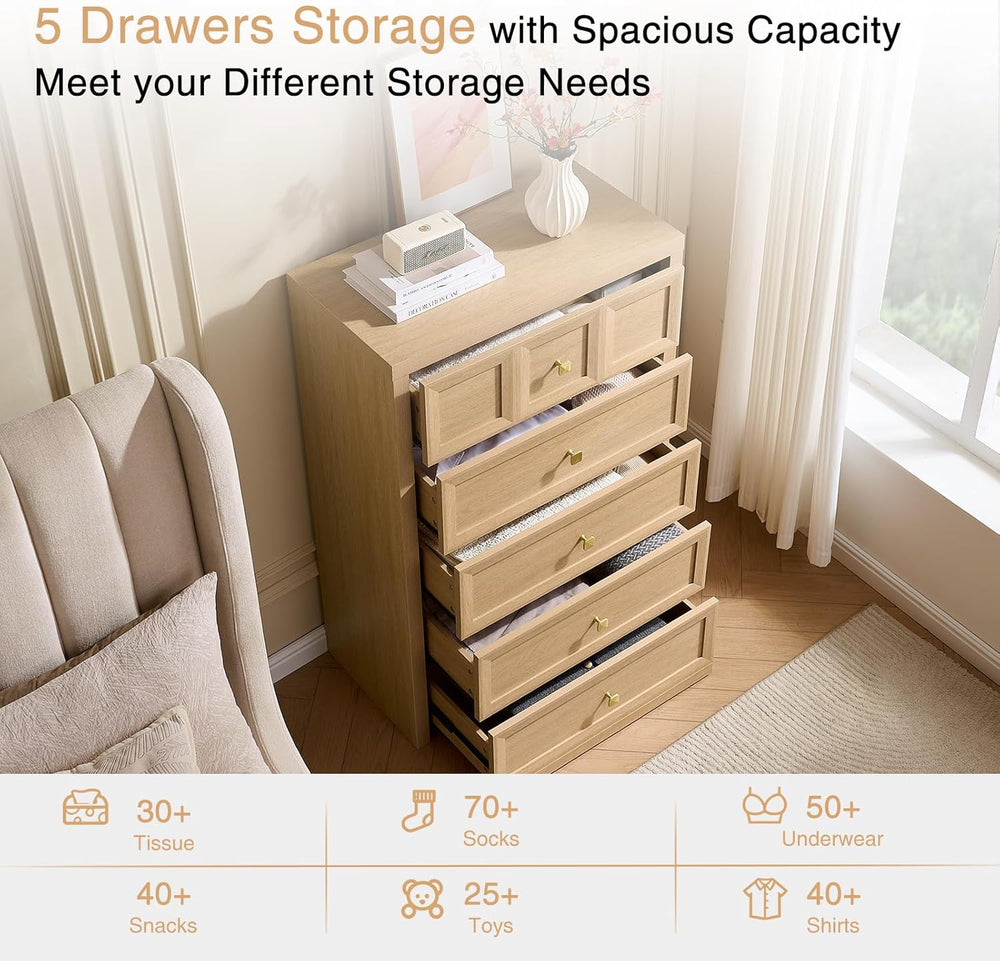 3-Piece Bedroom Set, 5 Drawer Tall Dresser and 3 Drawer King Size Nightstands...