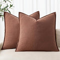 MIULEE Decorative Linen Euro Sham Pillow Covers 24x24 Rust Red Boho Farmhouse by MIULEE